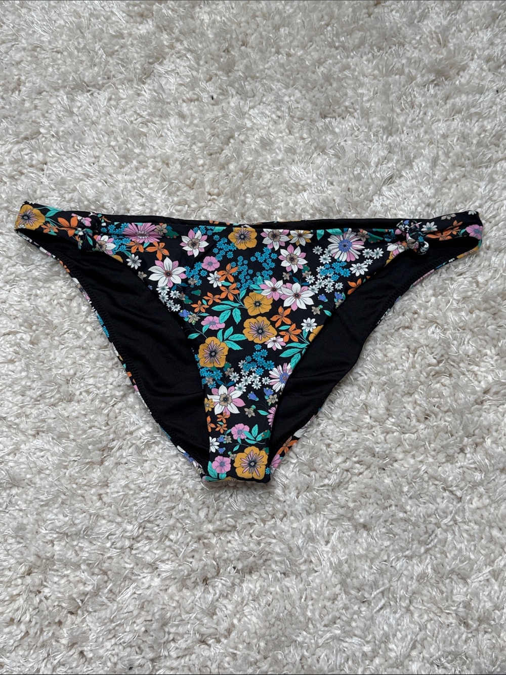 O'Neill Black Floral Bikini Bottom with Multicolor Blooms
